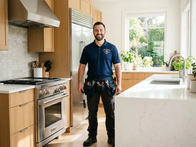 Appliance Repair Hero technician in a Berwyn, PA kitchen after an appliance repair